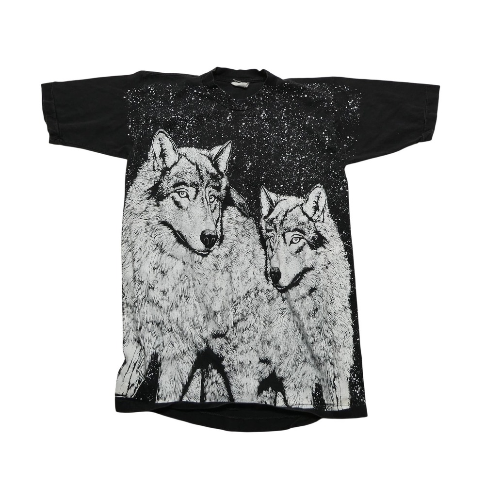 Accord Shirt Mens Large Black Wolves Graphic Tee Animal Nature Scene Wildlife